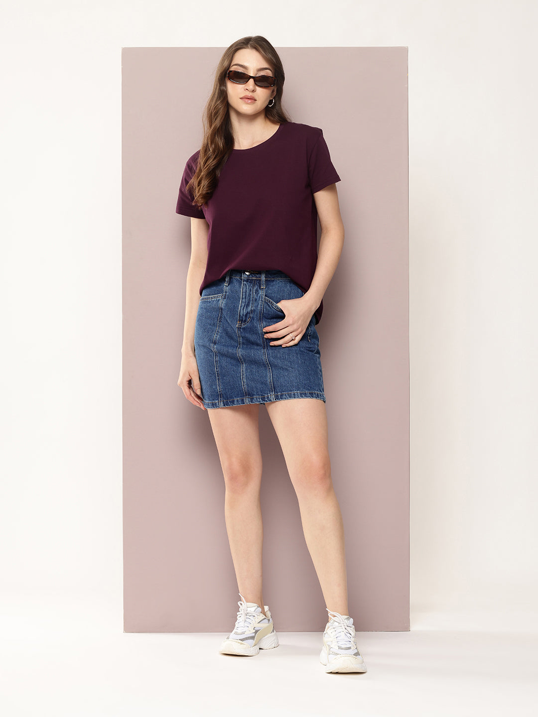 Womens Half Sleeve Round Neck Solid Boxy Fit Tshirts