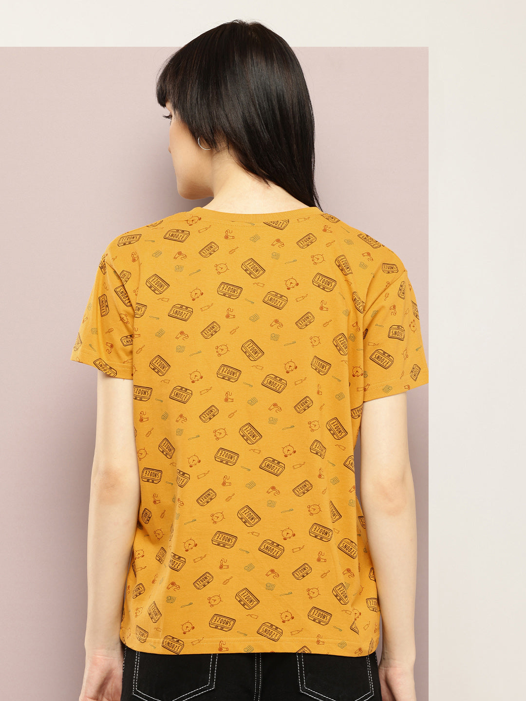 Womens Half Sleeve Round Neck All-Over Printed Boxy Fit Tshirts