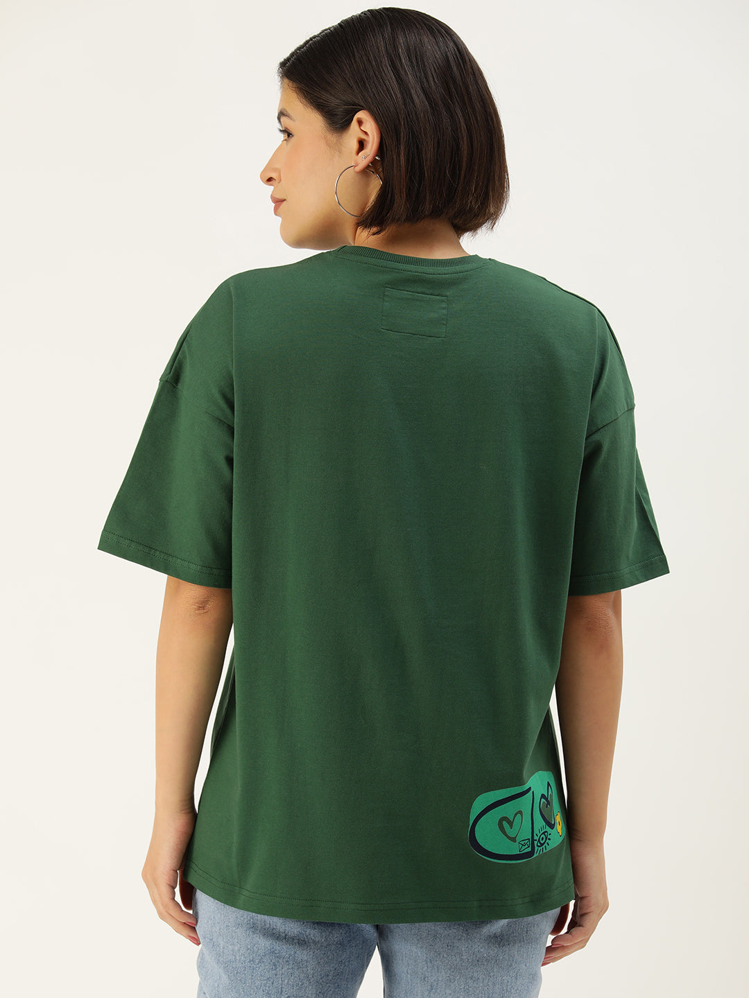 Womens Half Sleeve Drop Shoulder Printed Oversized Fit T-Shirts