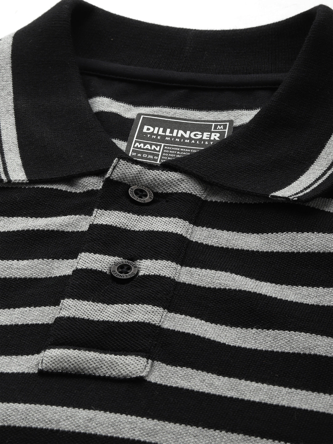 Mens Full Sleeve Polo Neck All-Over Striped Regular Fit Tshirts
