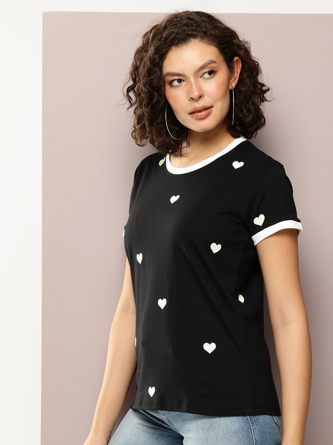 Womens Half Sleeve Round Neck Printed Boxy Fit Tshirts