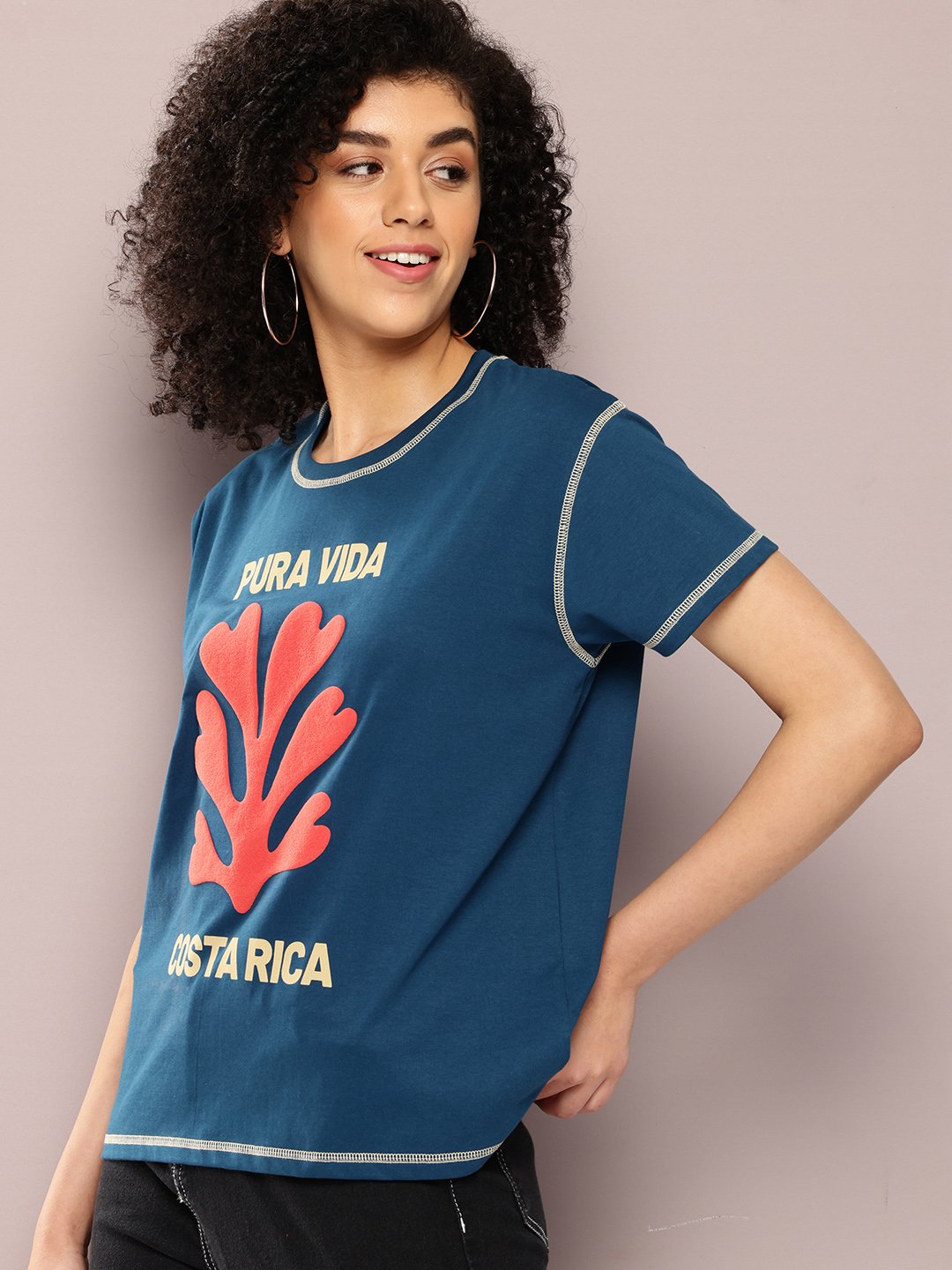 Womens Half Sleeve Round Neck Boxy Fit T-Shirts