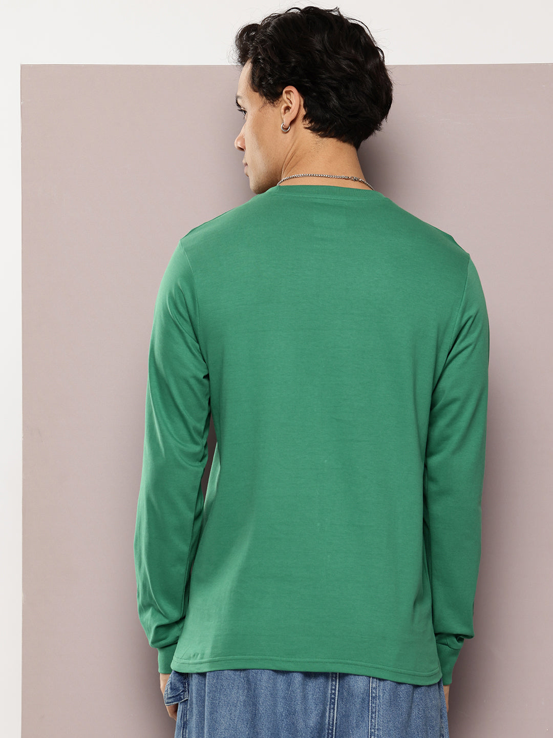 Mens Full Sleeve Round Neck Solid Regular Fit Tshirts