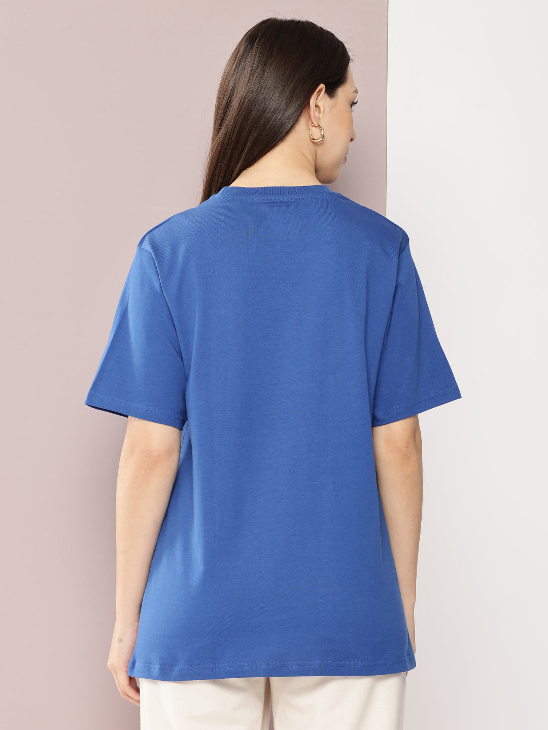 Womens Half Sleeve Round Neck Solid Oversized Fit Tshirts