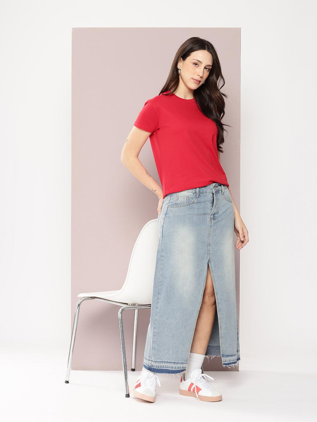 Womens Half Sleeve Round Neck Solid Regular Fit Tshirts