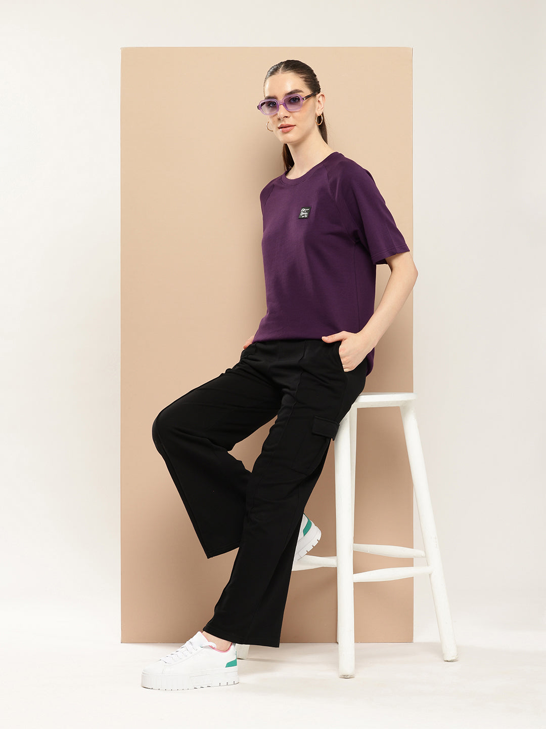 Womens Half Sleeve Round Neck Solid Oversized Fit Tshirts