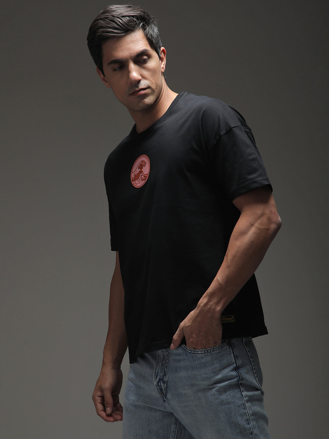 Mens Half Sleeve Drop Shoulder Printed Oversized Fit T-Shirts