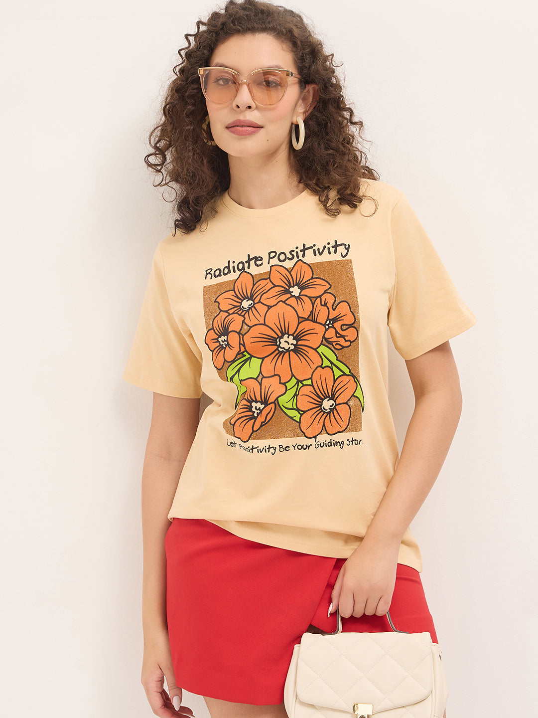 Womens Half Sleeve Round Neck Printed Oversized Fit Tshirts