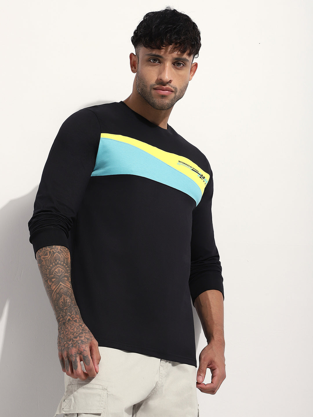 Mens Full Sleeve Round Neck Printed Regular Fit Tshirts