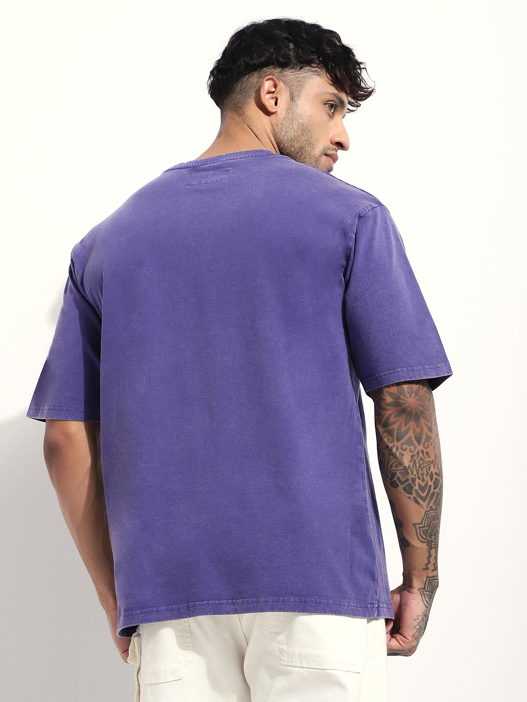 Mens Half Sleeve Round Neck Embroidered Oversized Fit Tshirts