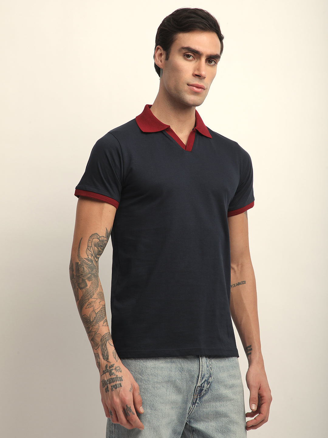 Mens Half Sleeve Polo Neck Solid Regular Fit Tshirts