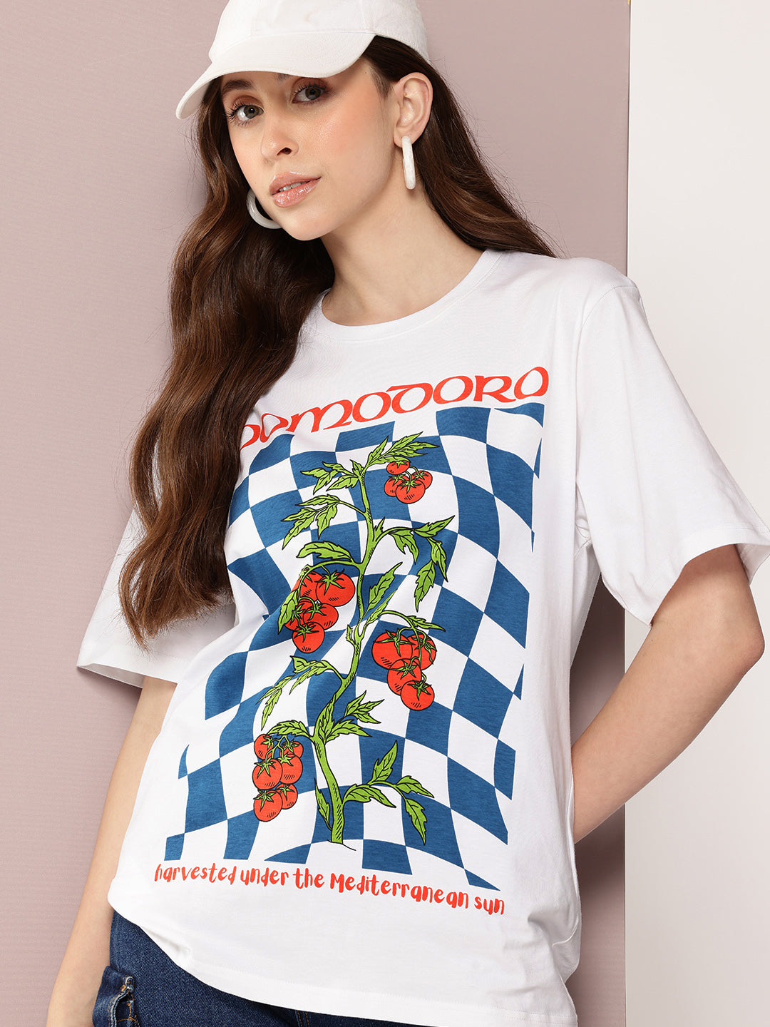 Womens Half Sleeve Round Neck Printed Oversized Fit Tshirts