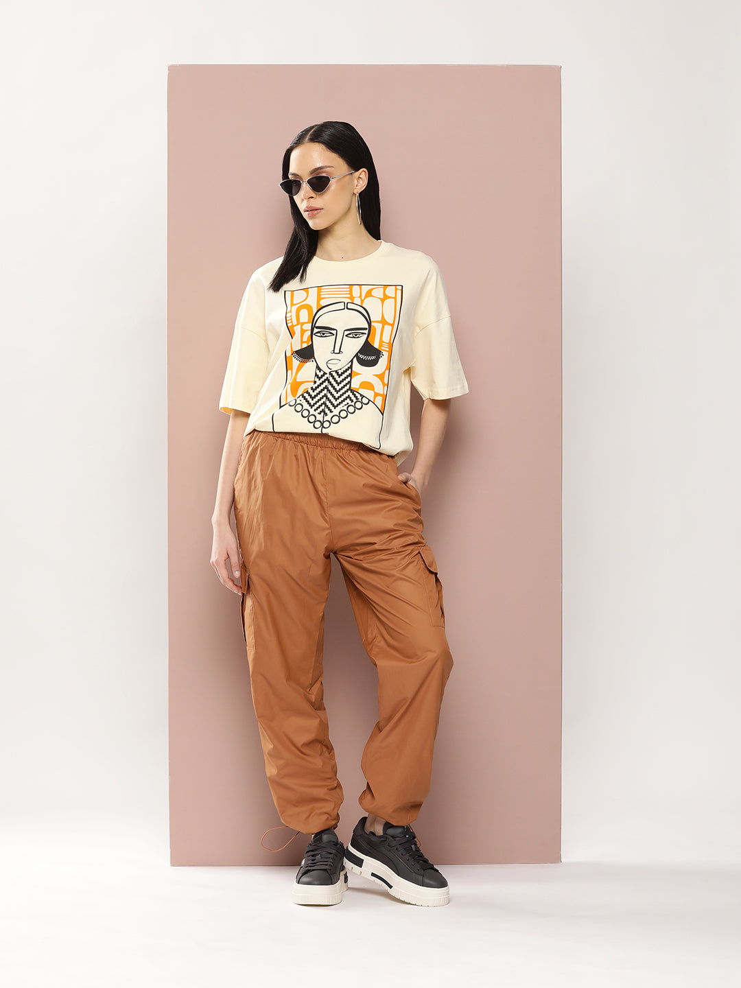 Womens Half Sleeve Drop Shoulder Printed Oversized Fit T-Shirts