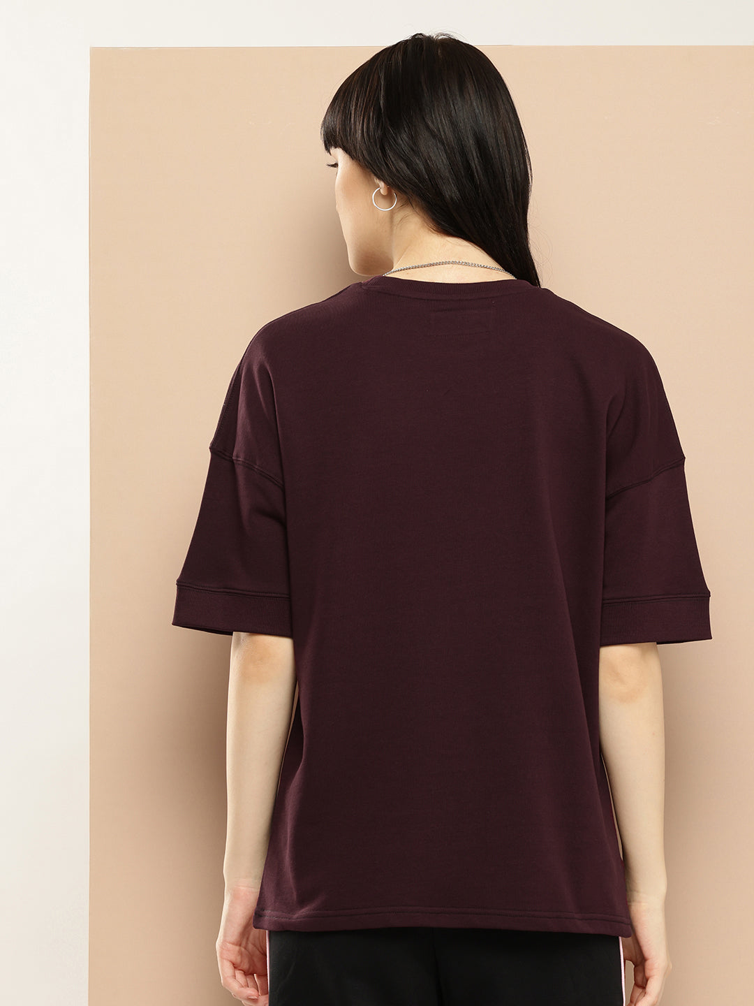 Womens Half Sleeve Round Neck Solid Oversized Fit Tshirts