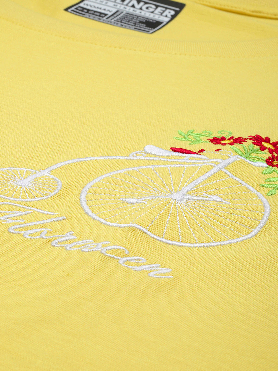Womens Half Sleeve Round Neck Embroidered Boxy Fit Tshirts