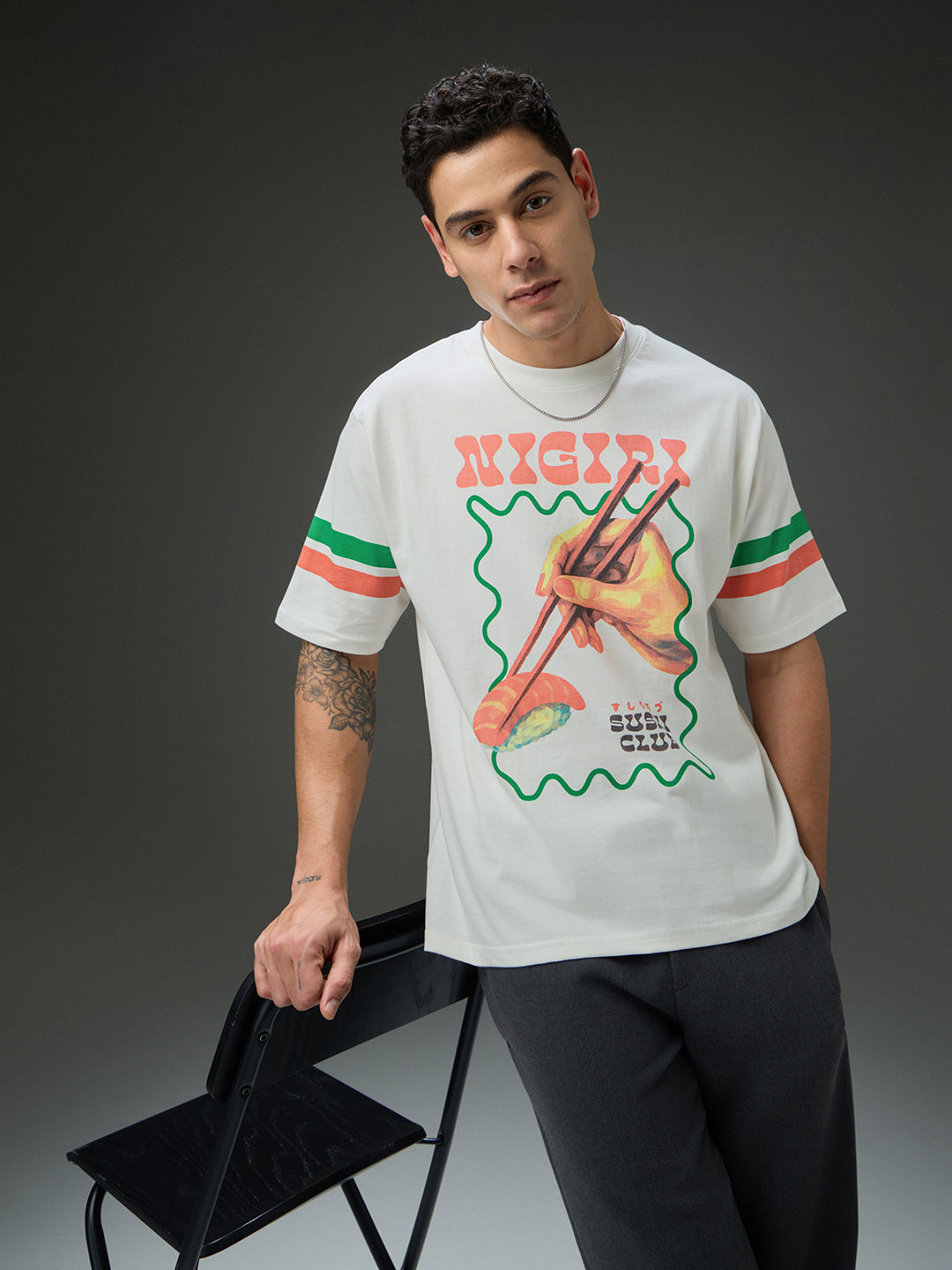 Mens Round Neck Half Sleeve Printed Oversized Fit Tshirt