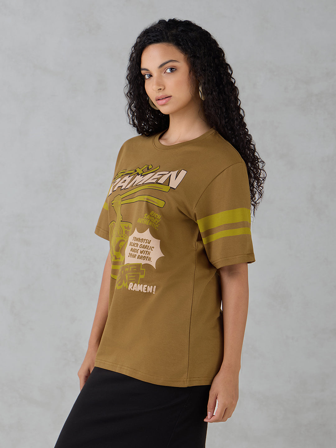 Womens Half Sleeve Printed Oversized Fit Tshirt