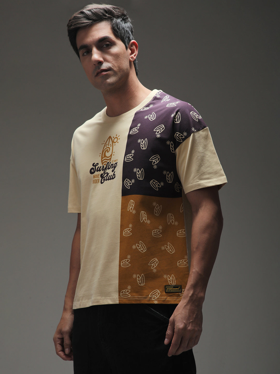 Mens Half Sleeve Drop Shoulder Printed Oversized Fit T-Shirts