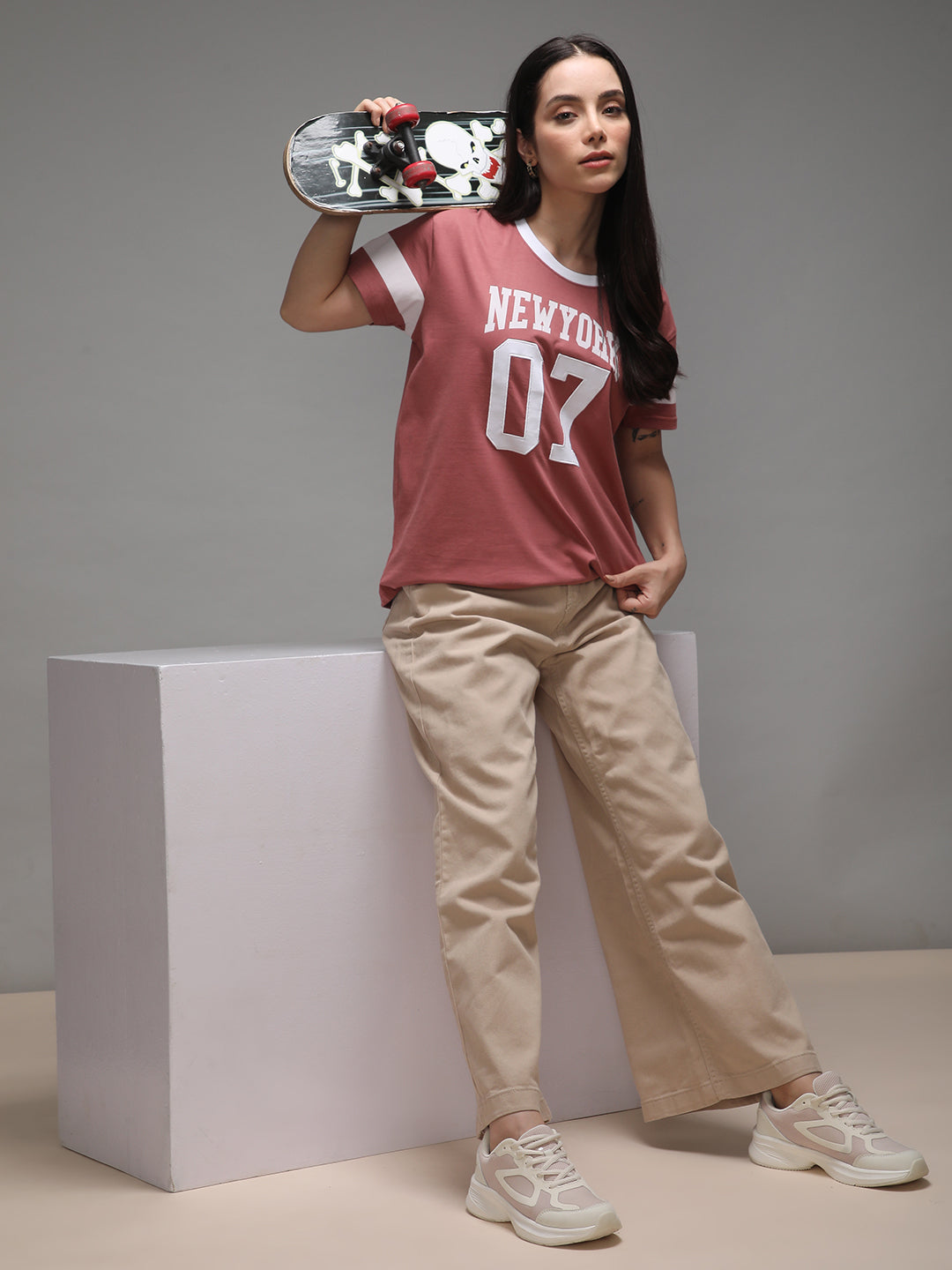 Womens Half Sleeve Round Neck Printed Boxy Fit Tshirts