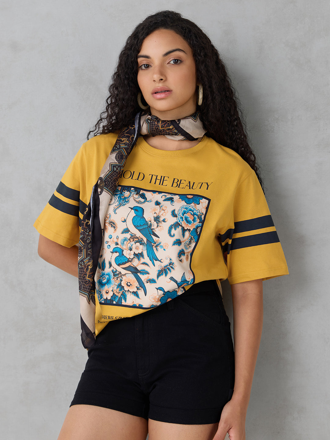Womens Half Sleeve Printed Oversized Fit Tshirt