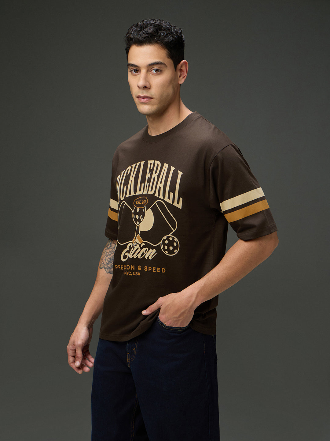 Mens Round Neck Half Sleeve Printed Oversized Fit Tshirt