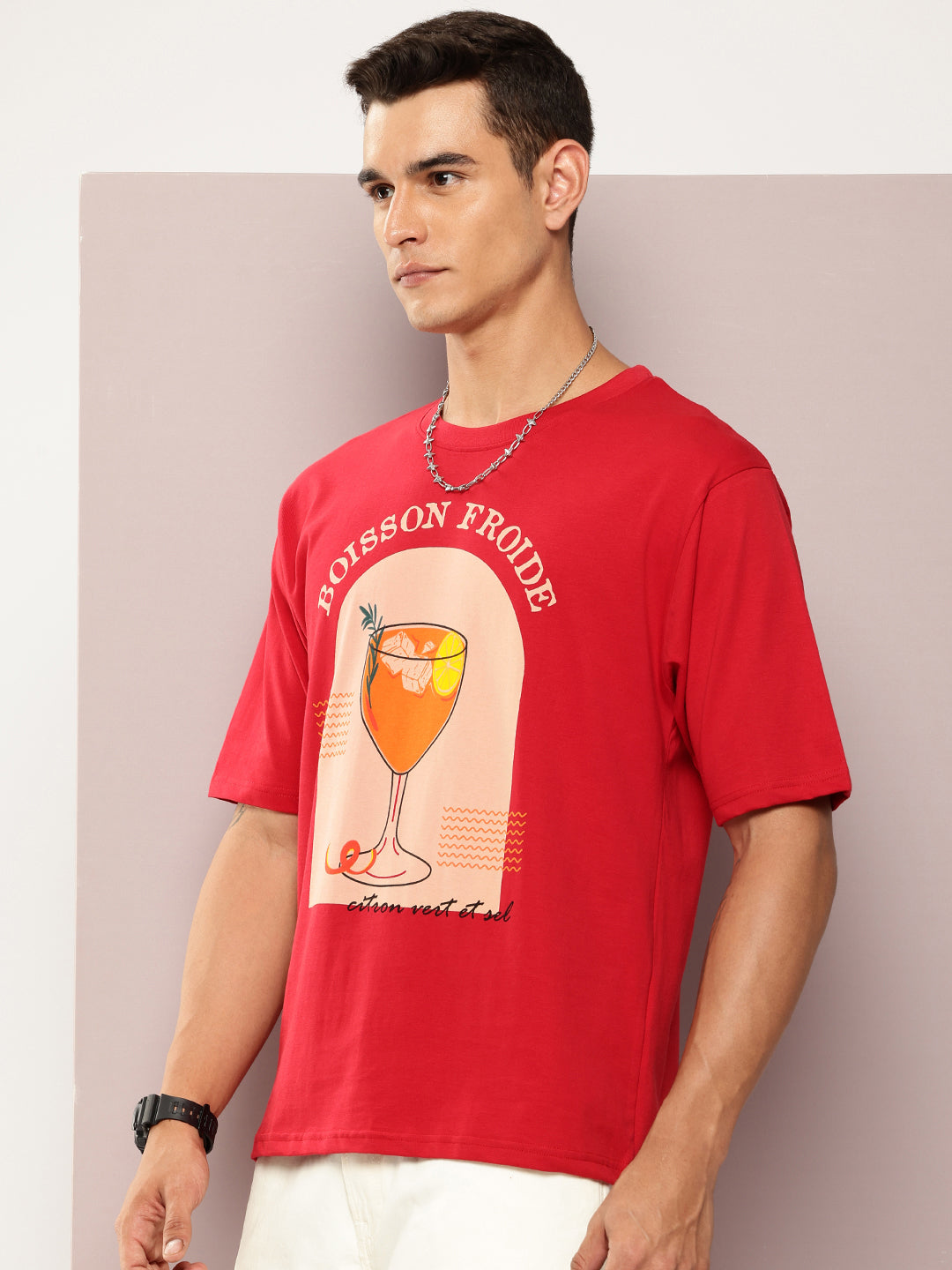 Mens Half Sleeve Round Neck Printed Oversized Fit Tshirts