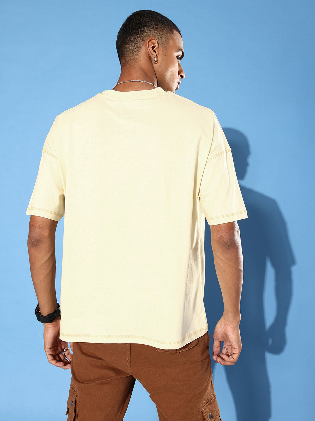 Mens Half Sleeve Drop Shoulder Plain Oversized Fit T-Shirts