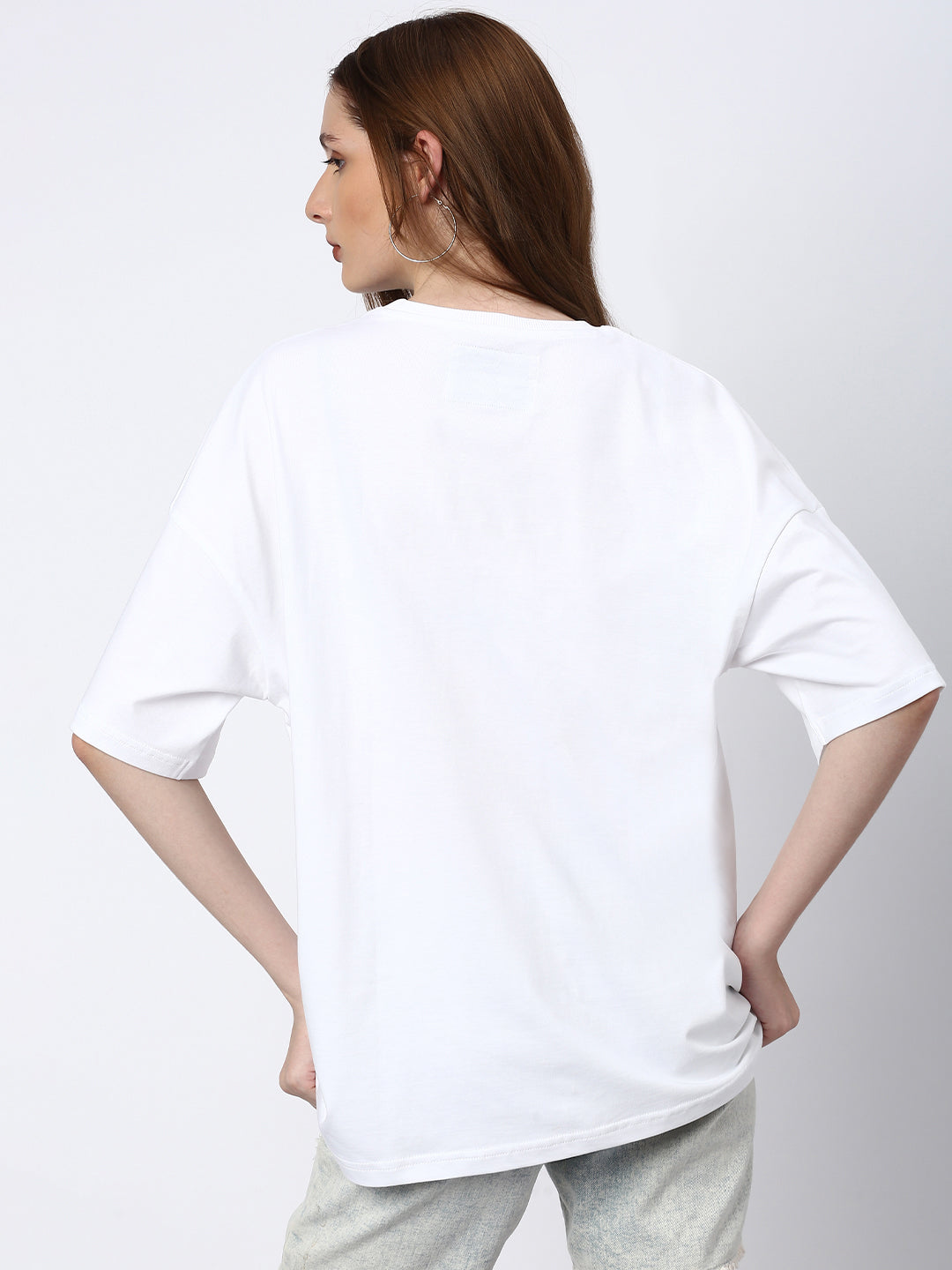 Womens Half Sleeve Drop Shoulder Printed Oversized Fit T-Shirts