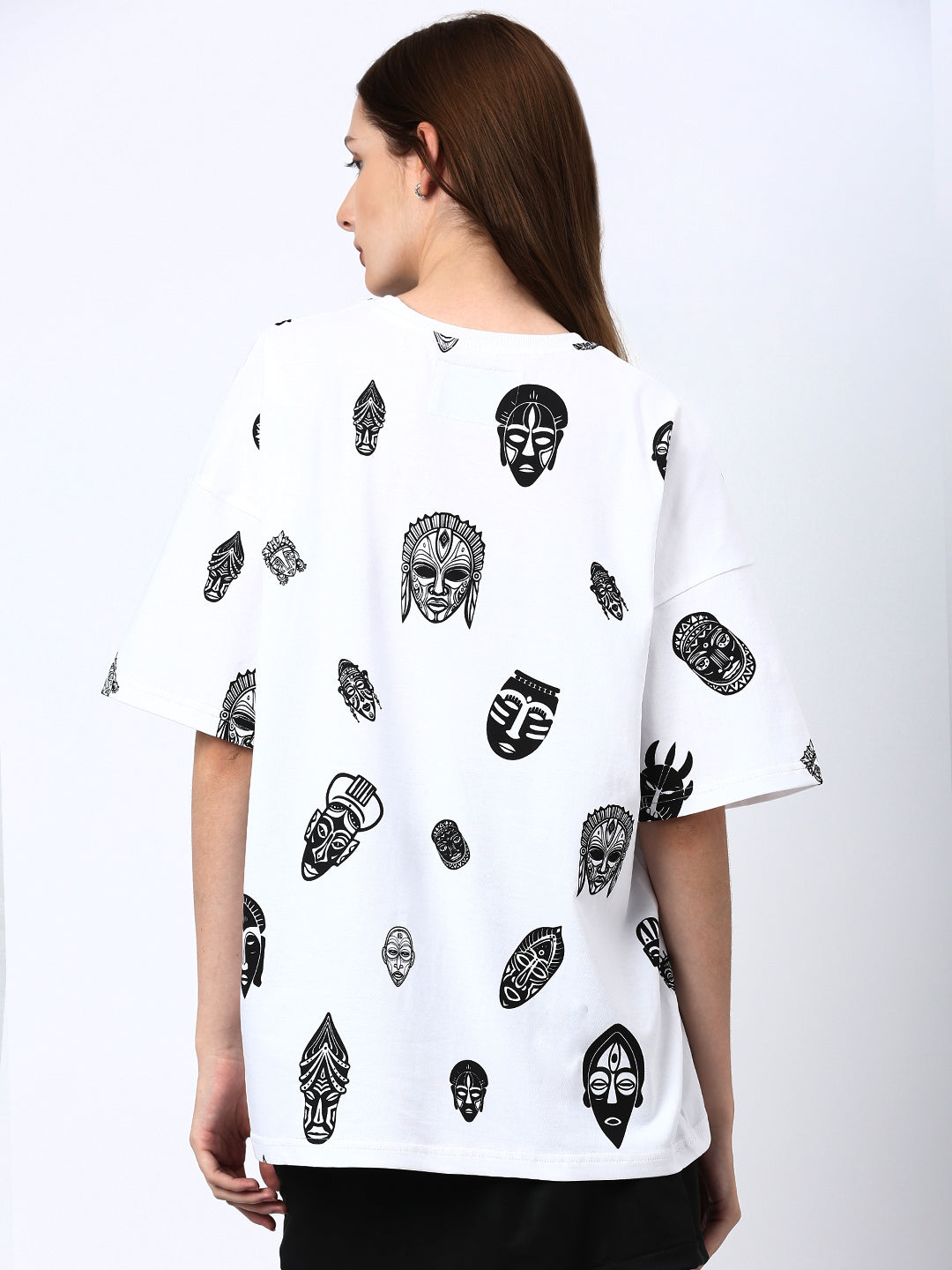 Womens Half Sleeve Drop Shoulder Printed Oversized Fit T-Shirts