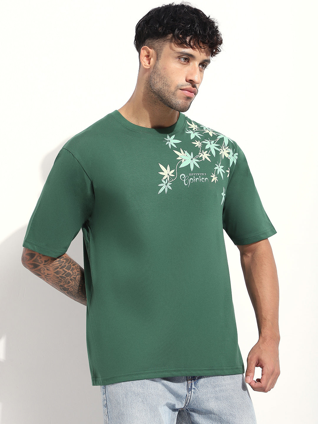 Mens Half Sleeve Round Neck Embroidered Oversized Fit Tshirts