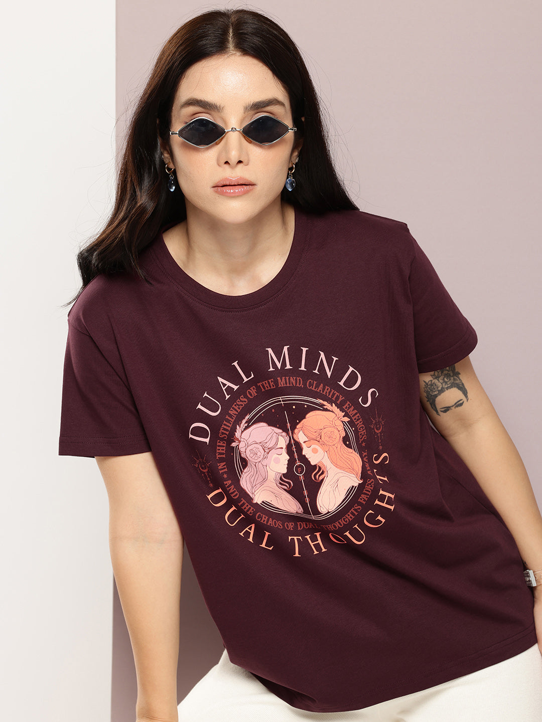 Womens Half Sleeve Round Neck Printed Boxy Fit Tshirts