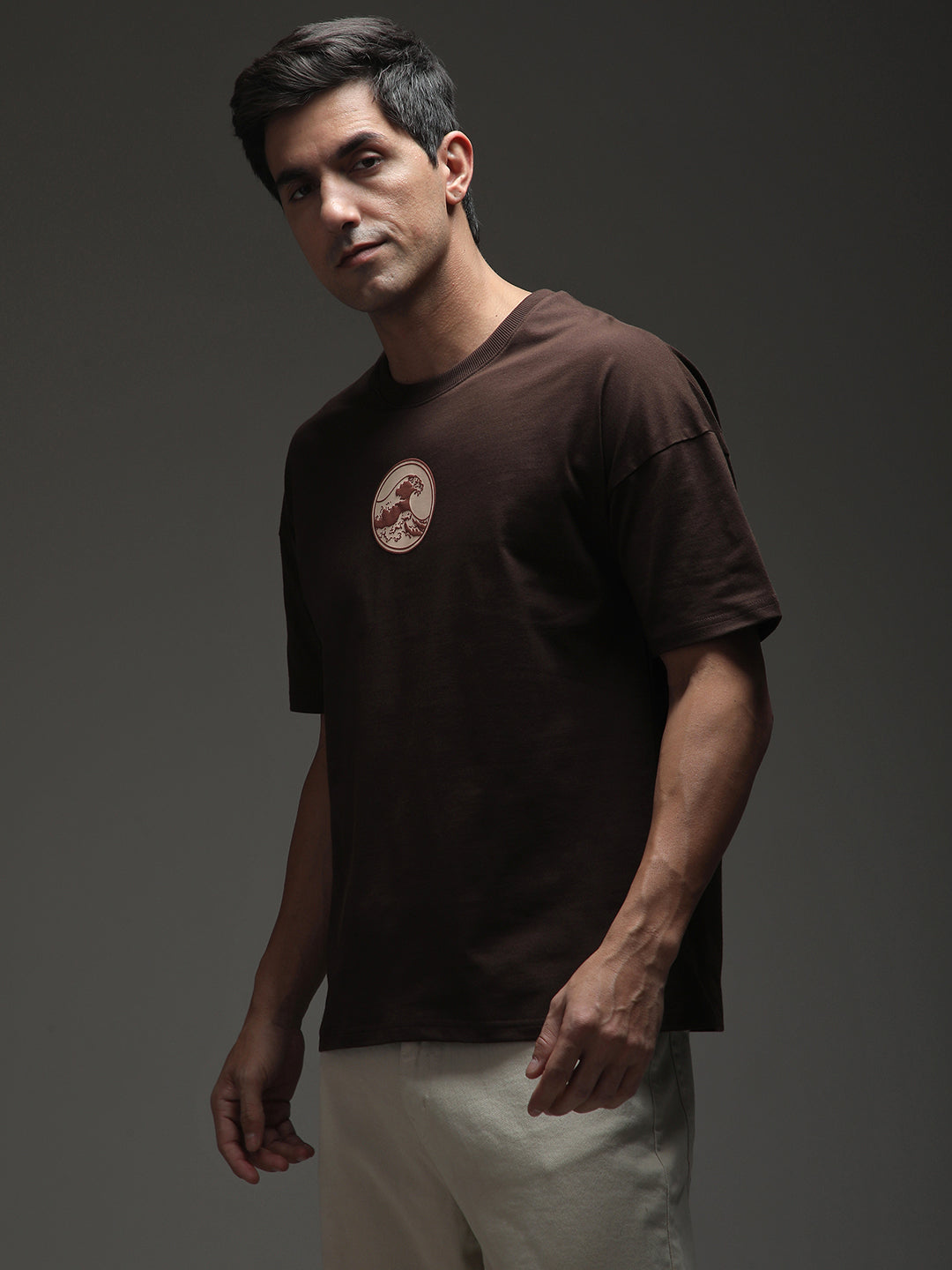 Mens Half Sleeve Drop Shoulder Printed Oversized Fit T-Shirts