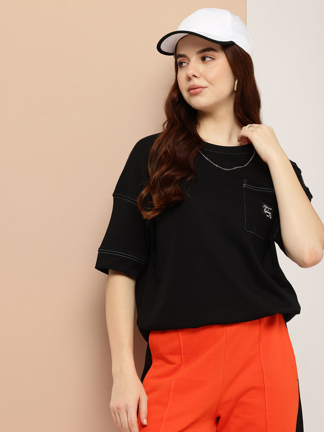 Womens Half Sleeve Round Neck Solid Oversized Fit Tshirts