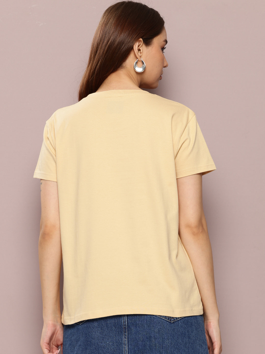 Womens Half Sleeve Round Neck Embroidered Boxy Fit Tshirts