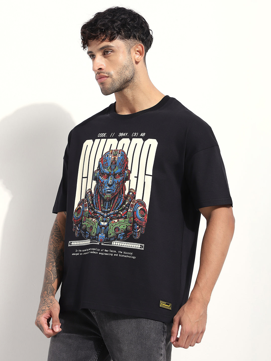 Mens Half Sleeve Drop Shoulder Printed Oversized Fit T-Shirts