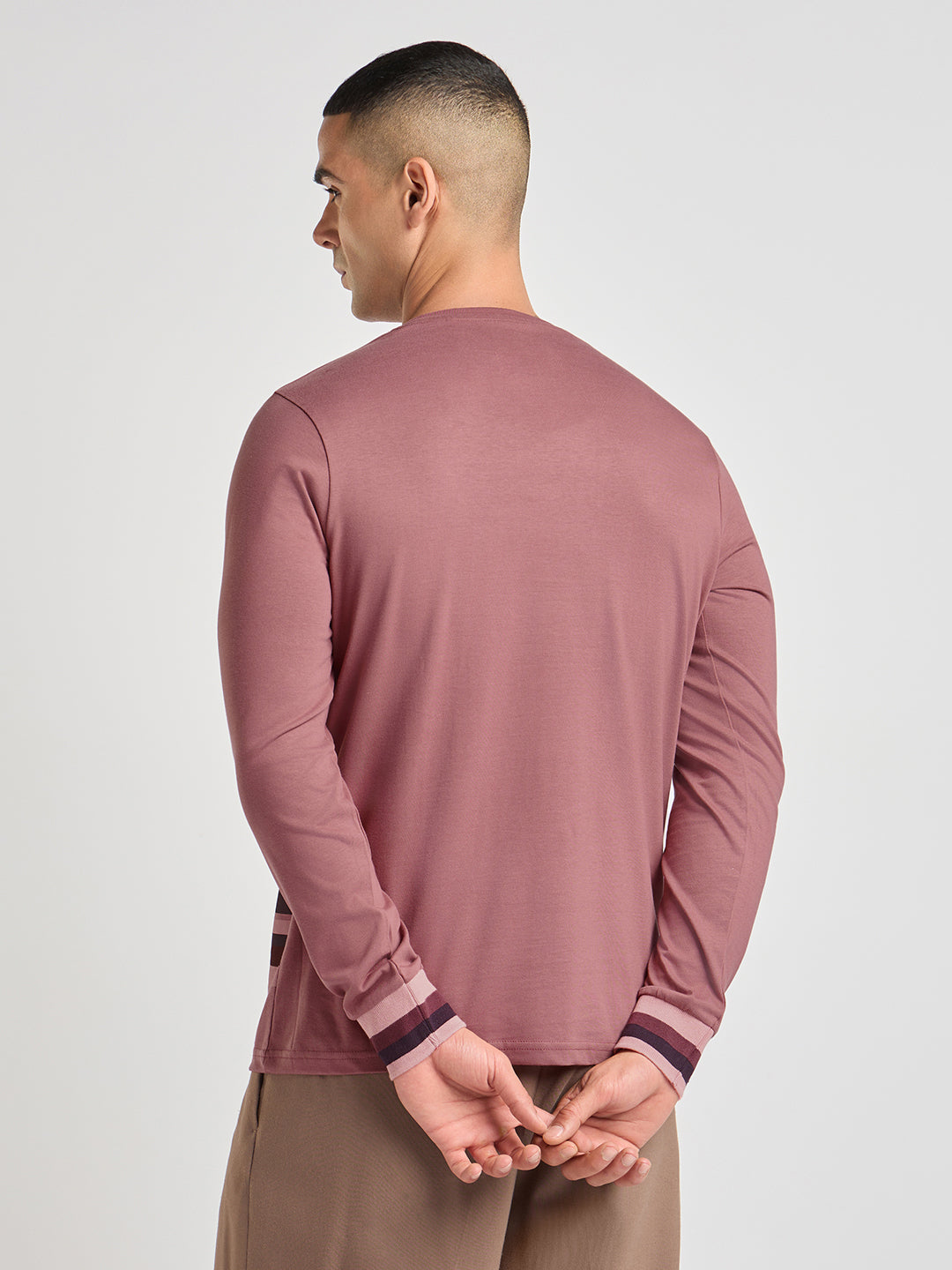 Mens Printed Regular Fit Full Sleeve Round Neck Tshirt