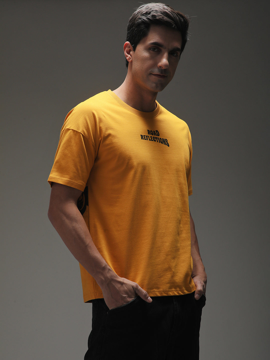 Mens Half Sleeve Drop Shoulder Printed Oversized Fit T-Shirts