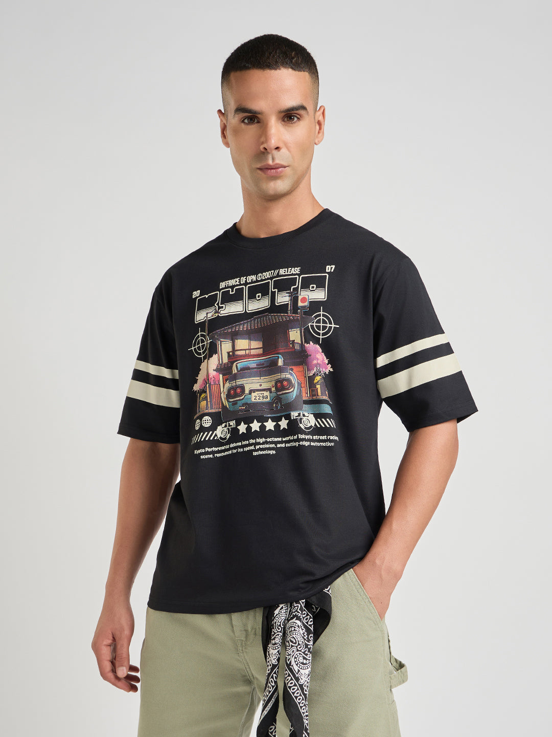 Mens Printed Oversized Cotton Round Neck Tshirt