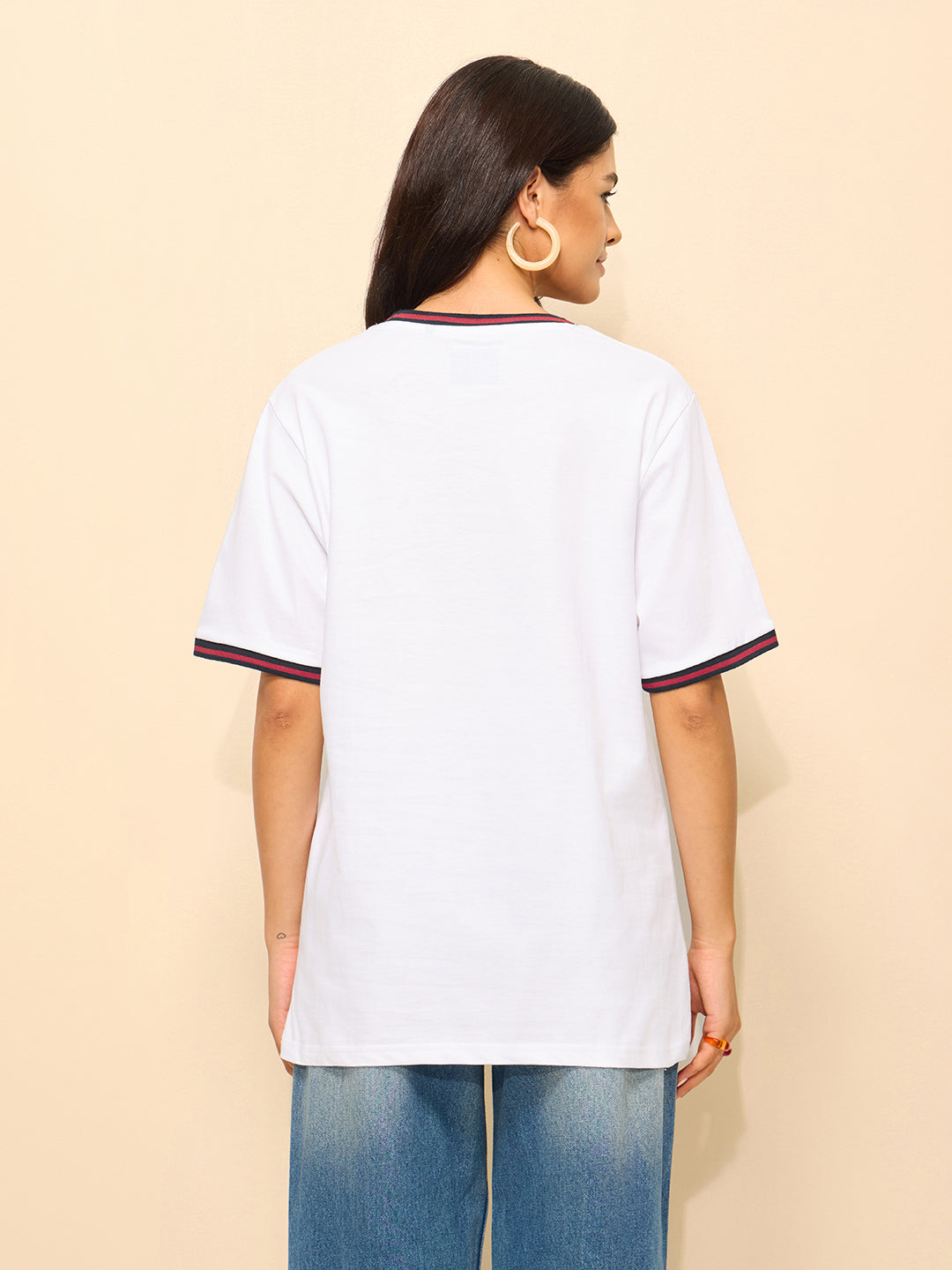 Womens Printed Oversized Fit Cotton T-Shirt