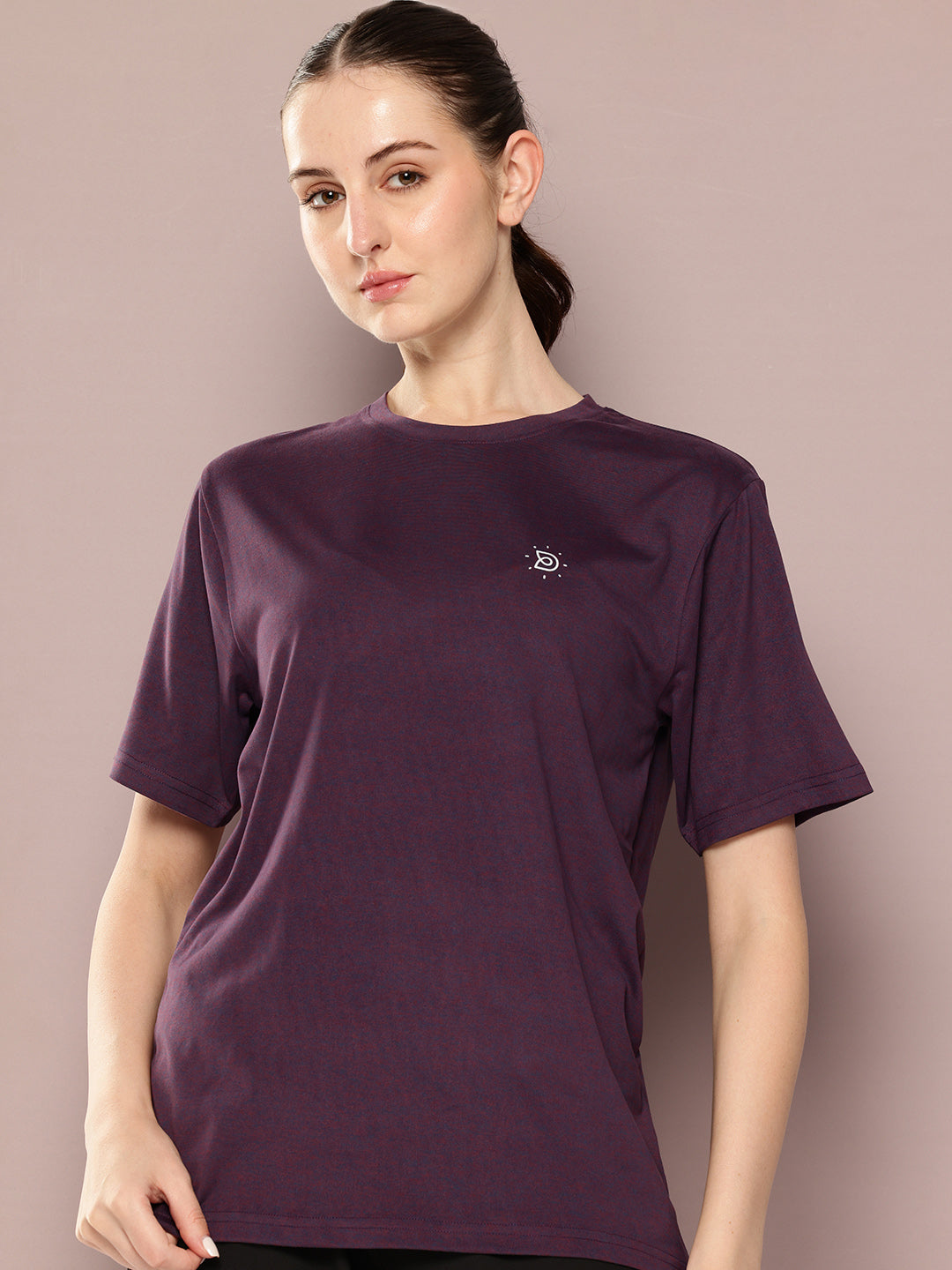 Womens Short Sleeve Round Neck Oversized Polyster Tshirt