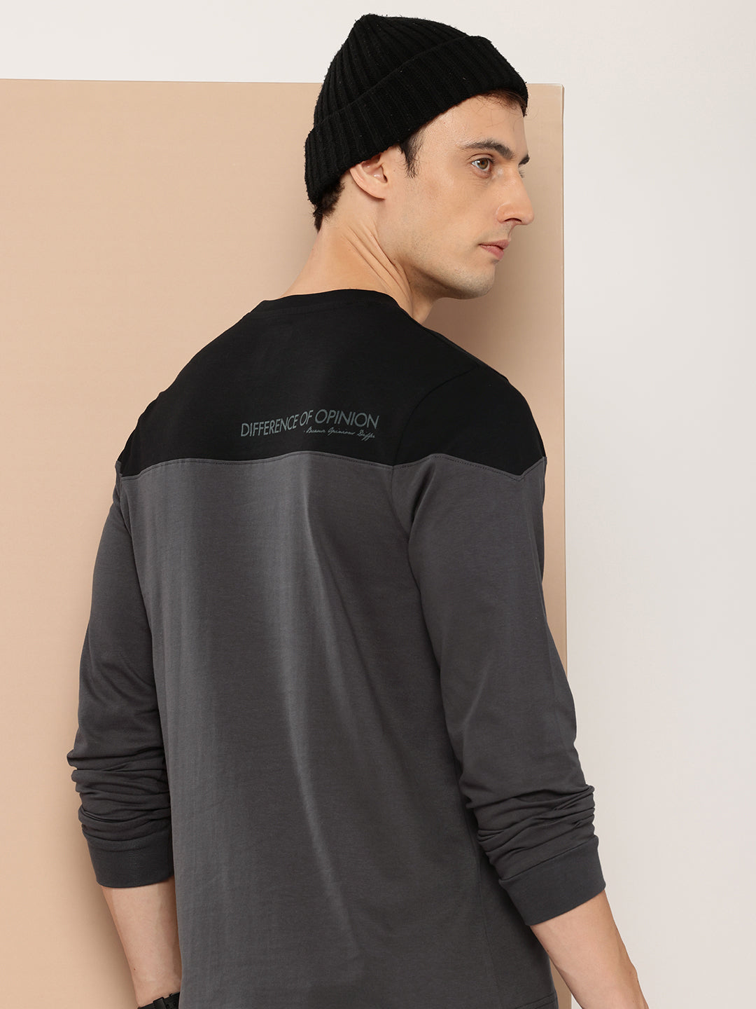 Mens Full Sleeve Henley Neck Colourblocked Regular Fit Tshirts