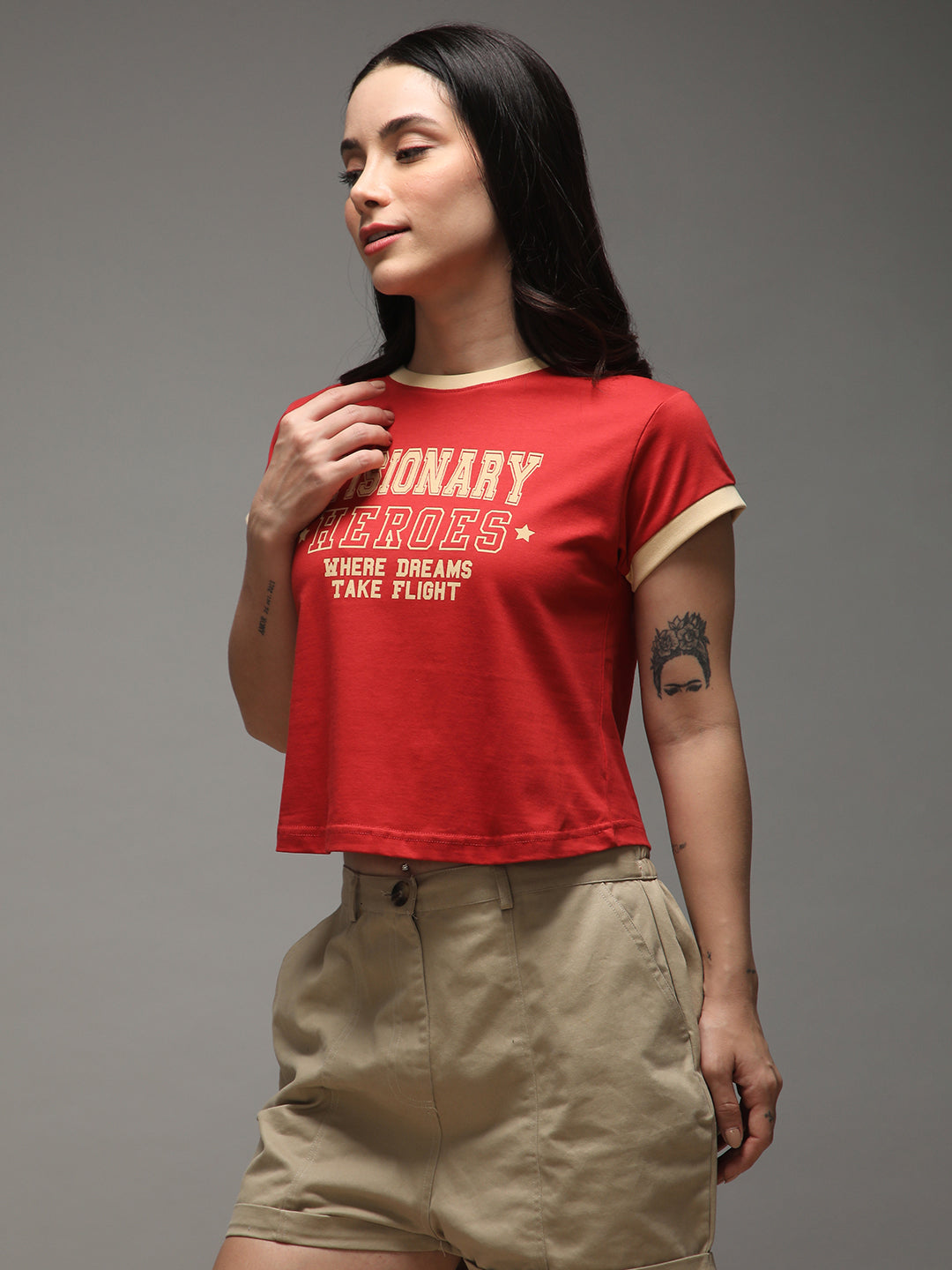 Womens Half Sleeve Round Neck Printed Regular Fit Tshirts