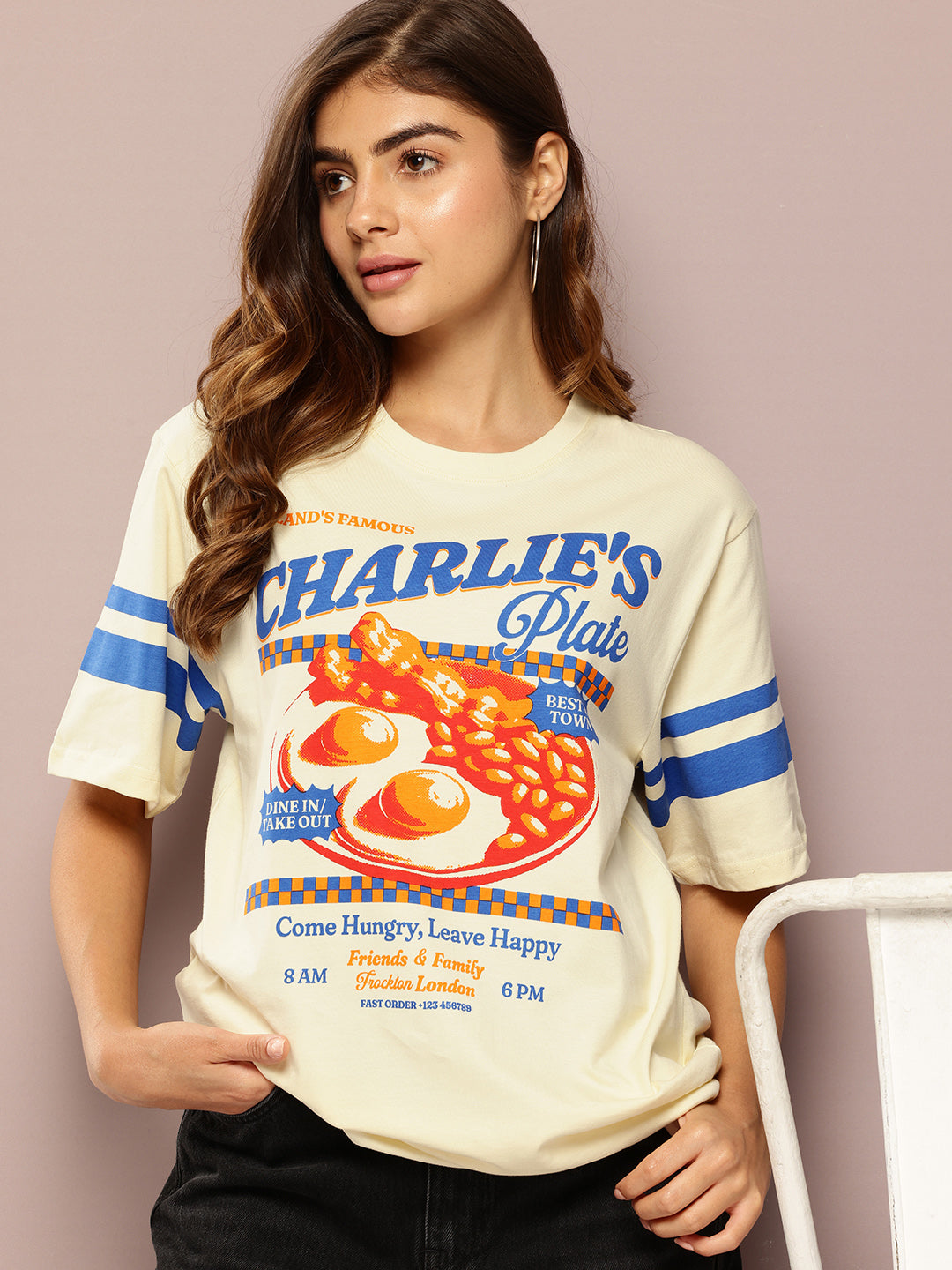 Womens Short Sleeve Printed Oversized Fit Tshirt
