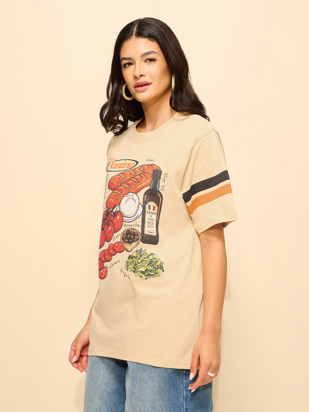 Womens Printed Oversized Cotton T-Shirt