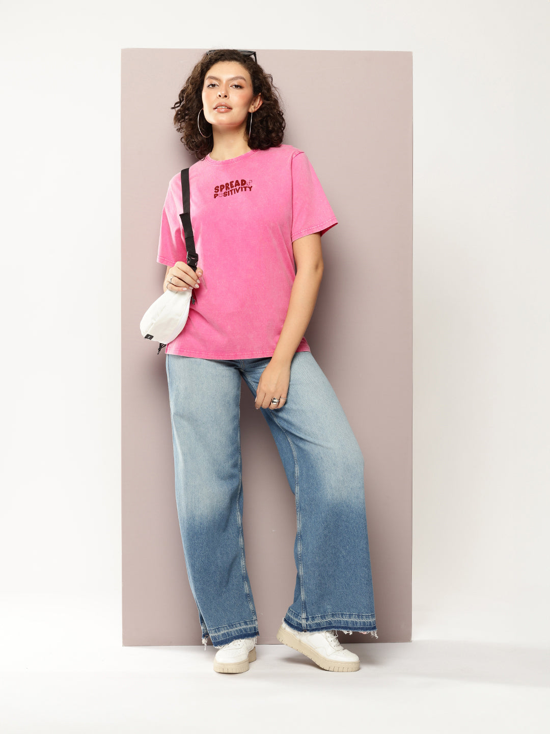 Womens Half Sleeve Round Neck Printed Oversized Fit Tshirts