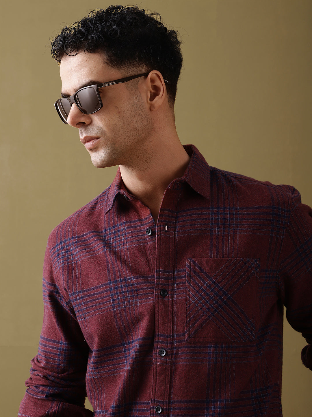 Men Checked Full Sleeve Shirt With Pocket