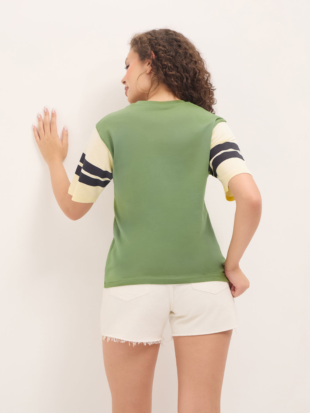 Womens Half Sleeve V-Neck Printed Oversized Fit Tshirts