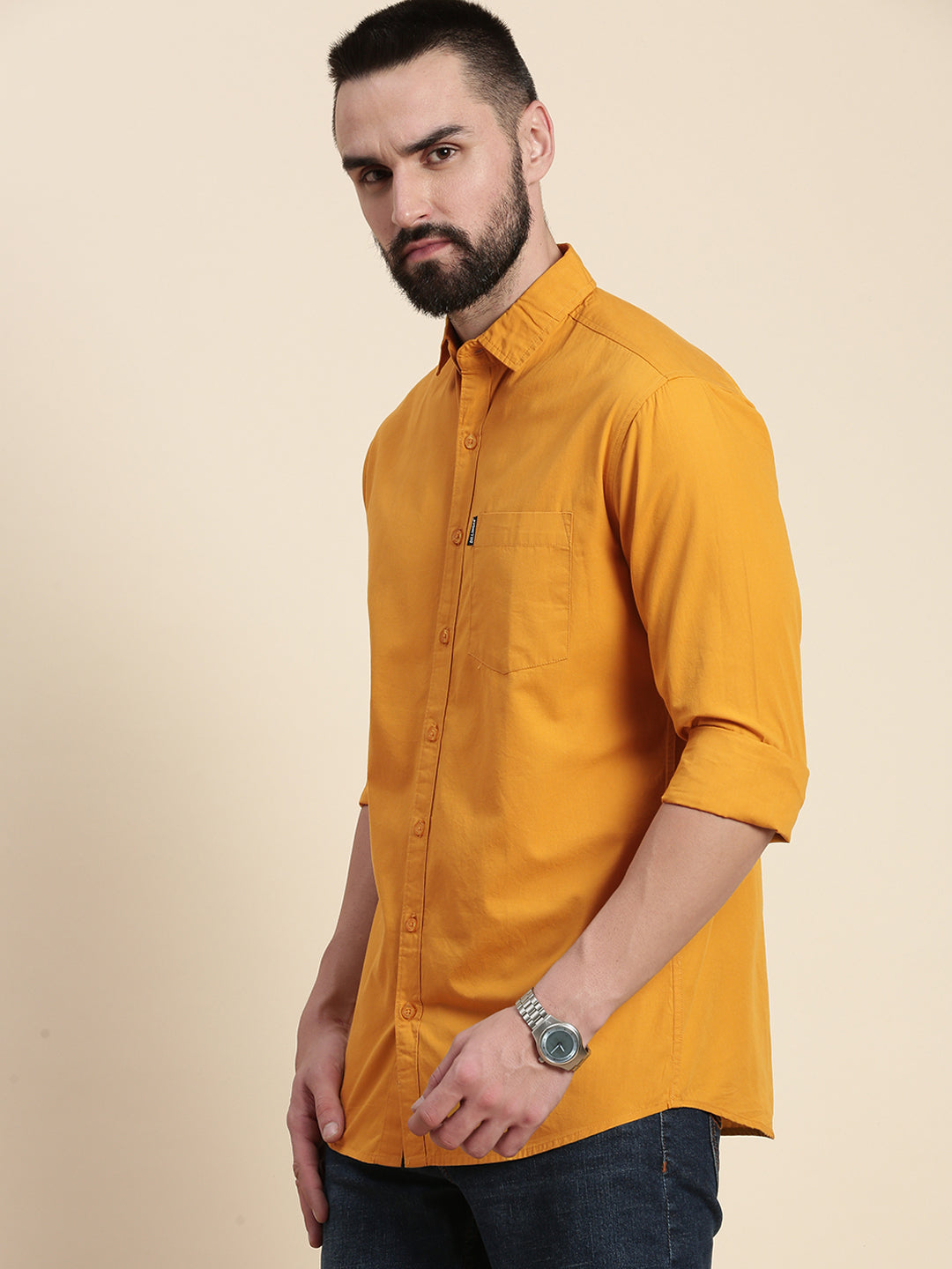 Mens Plain Full Sleeve Shirt With Pocket