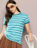 Womens Half Sleeve Round Neck All-Over Striped Regular Fit Tshirts