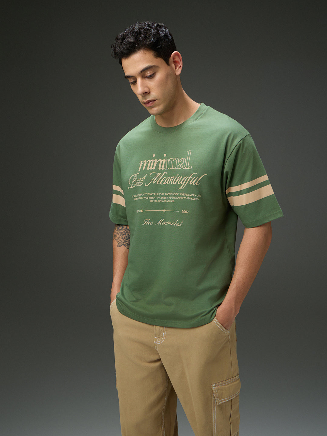 Mens Round Neck Half Sleeve Printed Oversized Fit Tshirt